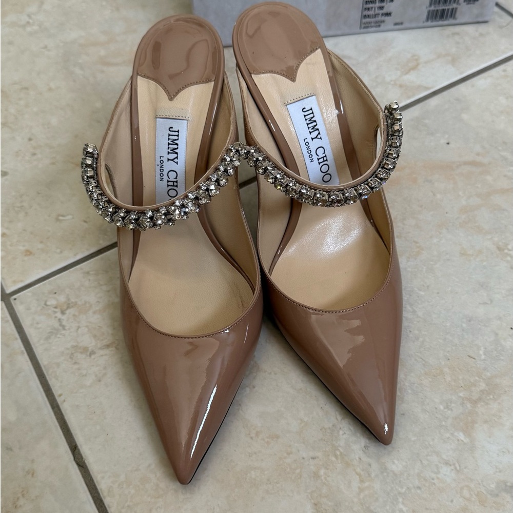 💯 Authentic Jimmy Choo Bing 100 in Nude Patent
